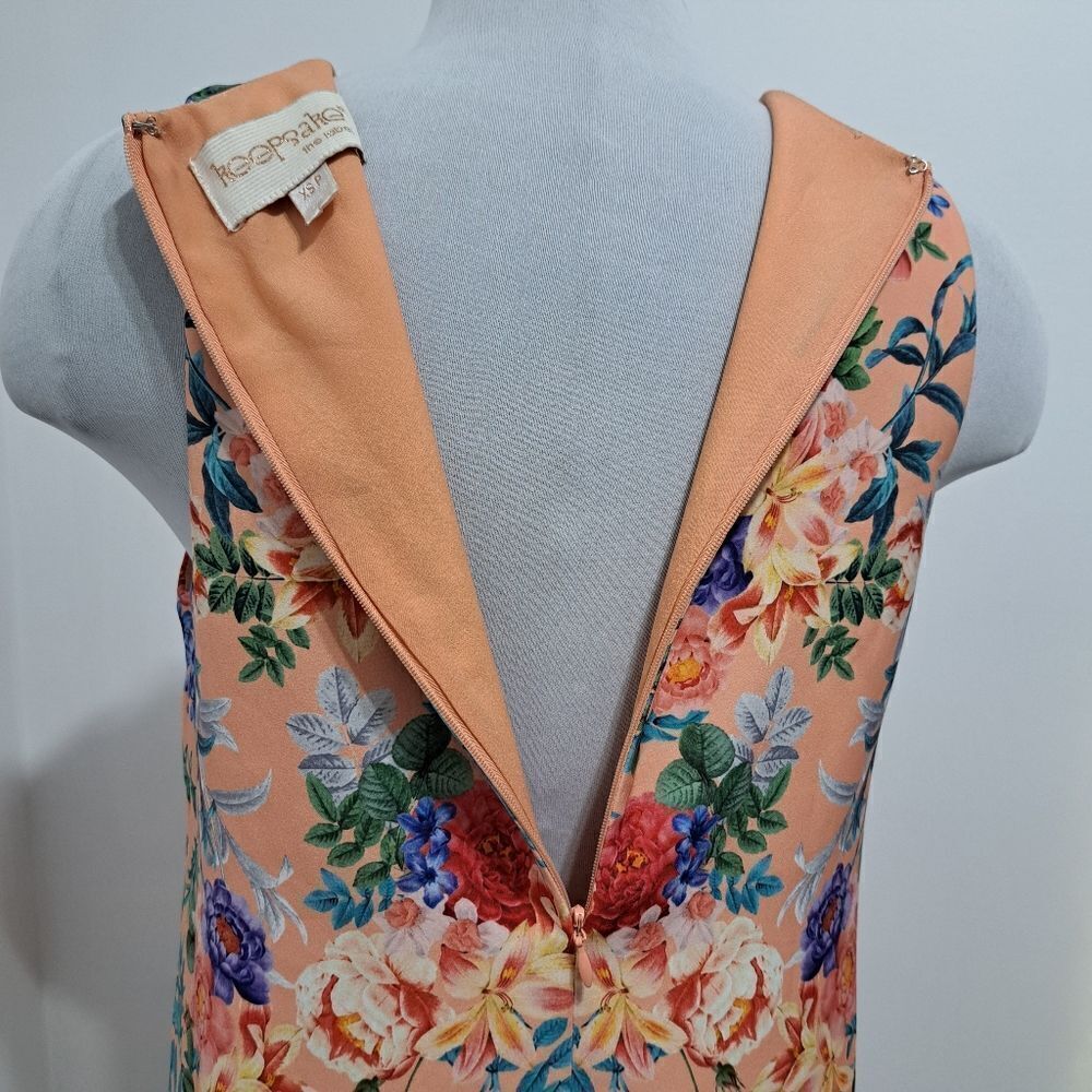 Keepsake The Label Anthropologie V Neck Sleeveless Floral Dress XS Petite Peach - Picture 8 of 14